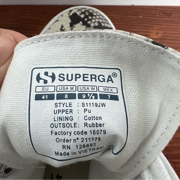 Superga Women Alpina Snake Embossed High Top Platform Sneaker in Taupe Snake 9.5 - Picture 13 of 13